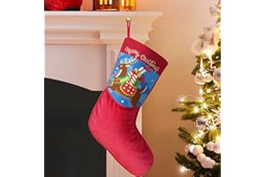 Amélie Home Needlepoint Christmas Stocking 18 Inches, Embroidered Reindeer Design, Vintage Handcrafted for Holiday, Christmas Home Party Decor Gift for Kids Family Friends