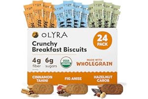 Olyra Organic Breakfast Biscuits - Variety Pack - Healthy Snacks for Adults - Office Snacks - Healthy Cookies - High Fiber Snack - Natural Energy Breakfast Biscuit 24 Packs
