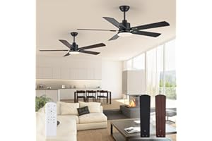 ZMISHIBO 2 Pack 52" Ceiling Fans with Lights, Black Modern Ceiling Fan with Remote, Farmhouse Indoor Ceiling Fan with Dual Finish Blades, Quiet & Strong Motor, Bright LED Light.