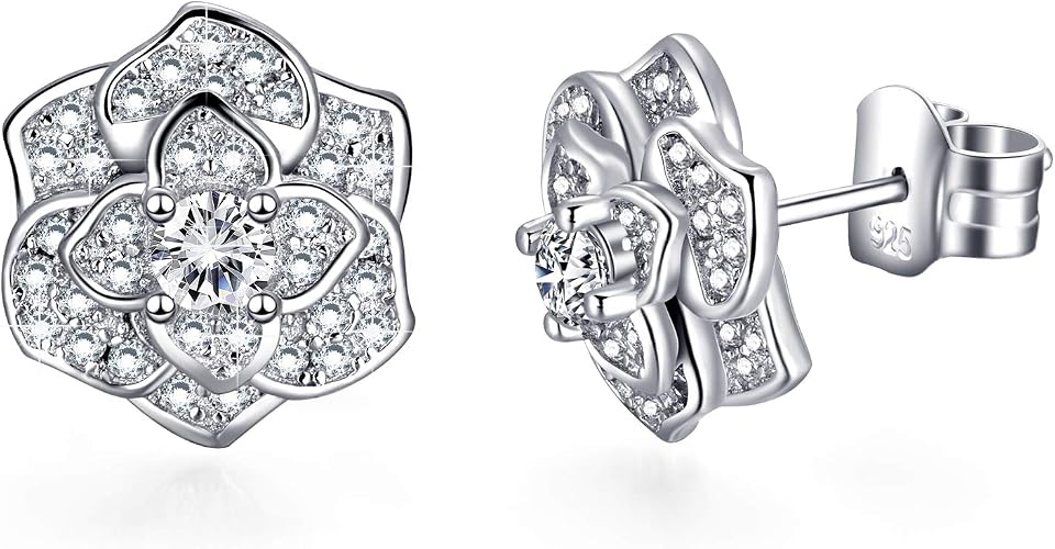 Amazon Com Van Chloe Women 925 Sterling Silver Love Rose Flower