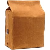 Waxed Canvas Lunch Bags Brown Paper Bag Styled - Classic Updated - Reusable and Washable, Worthbuy Lunch Box for Men & Women