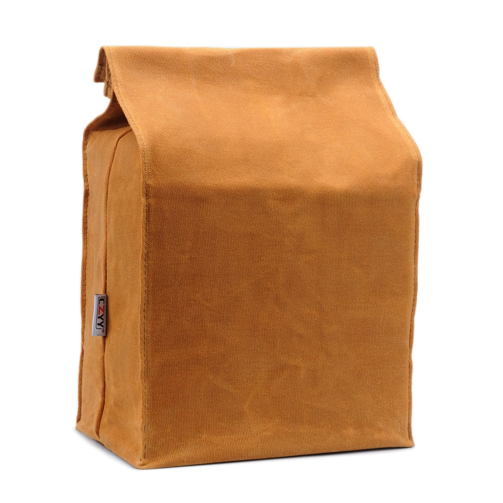 Photo 1 of Waxed Canvas Lunch Bags Brown Paper Bag Styled - Classic Updated - Reusable and Washable, Worthbuy Lunch Box for Men & Women