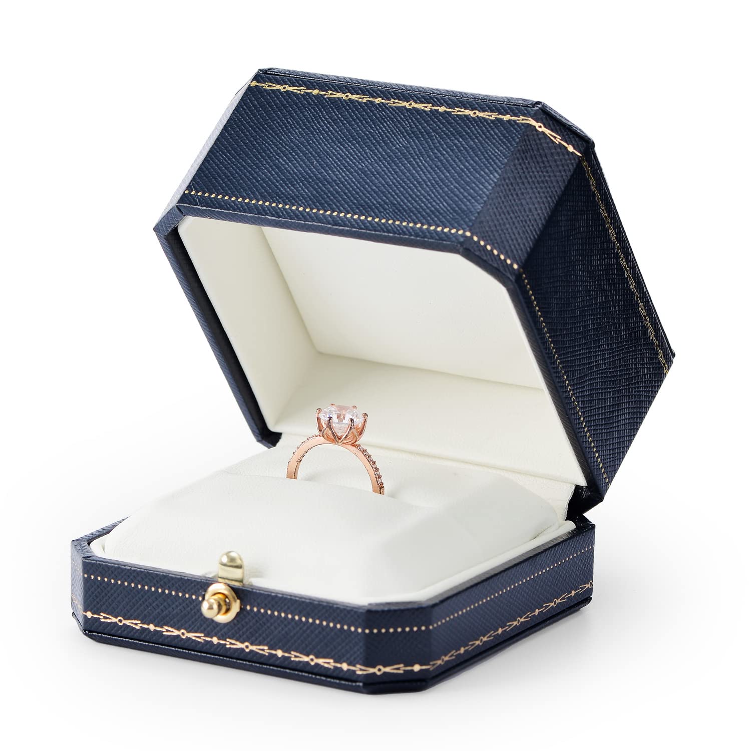 Oirlv Ring Box PU Leather Elegant Ring Organiser Box for Engagement Wedding Birthday Christmas