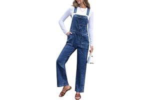 luvamia Jean Overalls for Women Straight Leg Baggy Stretchy Denim Bib Adjustable Strap Casual Overall Jumpsuit Loose Fit