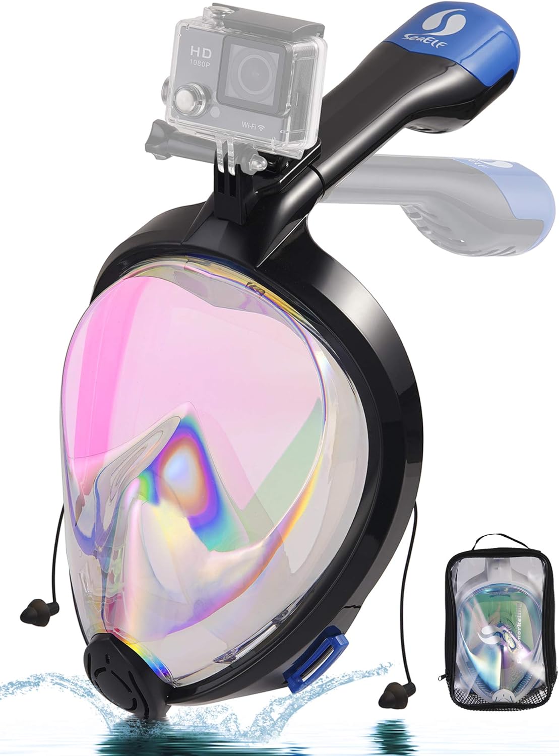 Full Face Snorkel Mask Easybreath Foldable AntiUV Ear Equalizer 180° Panoramic Seaview Anti