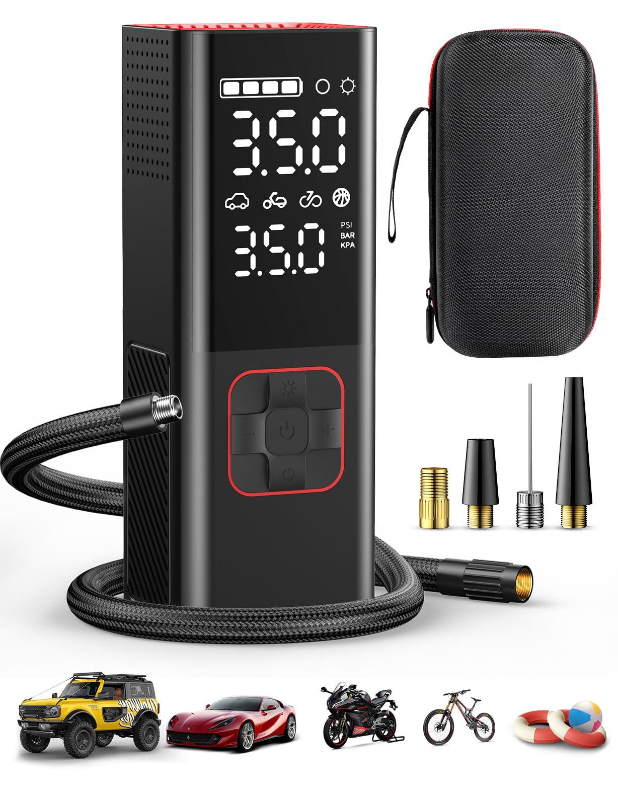 Photo 1 of **FOR PARTS ONLY/ NON-FUNCTIONAL*** Tire Inflator Portable Air Compressor 20000mAh & 4X Faster Cordless Tire Pump for Car, Bicycle, Motorcycle, Ball, with Tire Pressure Gauge and Storage Bag (New Upgraded)