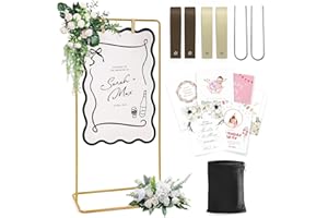 Wedding Welcome Sign Stand, Welcome to our Wedding Sign Holder, Gold Easel Stand for Sign Poster With Design Bundle & Ground 