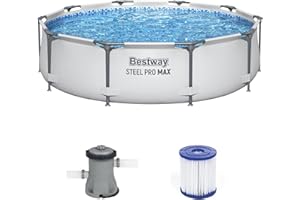 Bestway Steel Pro MAX 10' x 30" Above Ground Pool, Round Metal Frame Outdoor Swimming Pool Set with Filter Pump and Cartridge, Gray