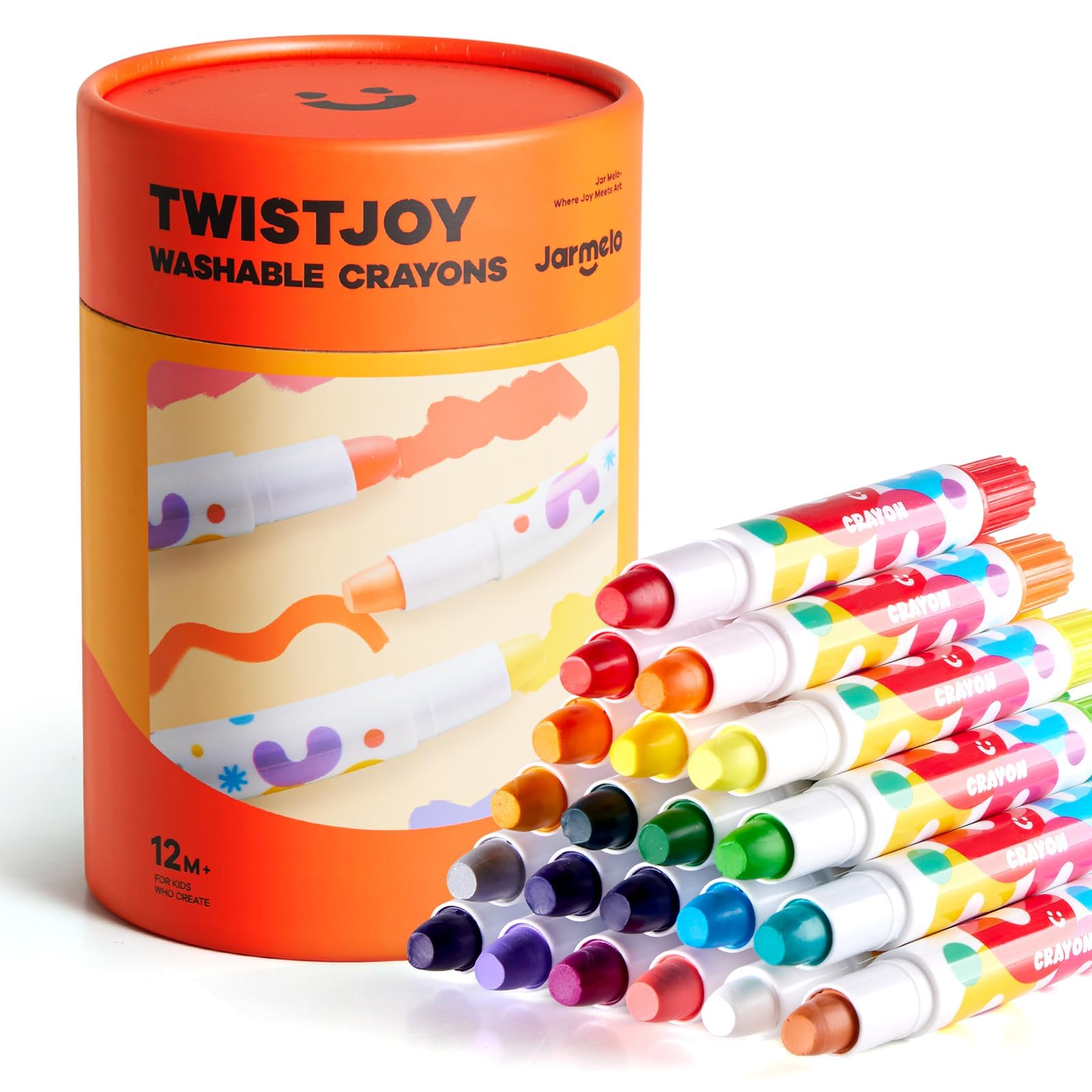 Jar Melo TwistJoy Jumbo Crayons for Kids, 24 Colors Non Toxic Chunky Crayon for Toddlers Easy to Hold, Washable & Safe Colouring Crayons, Art Gift for Boys and Girls