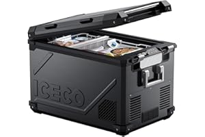 ICECO APL55 Dual Zone Portable Refrigerator Freezer Bluetooth Controlled, 55 Liter 12v refrigerator with SECOP Compressor, DC 12/24V, AC 110-240V, for Truck, Car and Home, -4℉~68℉ (Black)