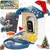 Bird Feeder with Camera, Smart Birdfeeder with Solar-Powered, 5MP AI Identify Birds 11000, Night Vision, Auto Record Video,Instant Notifications, Bird Feeders for Outdoors Yard with Water Bowl
