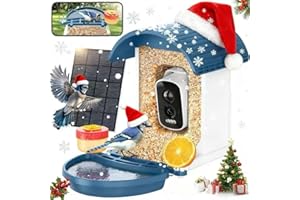 ALLWEVIEE Bird Feeder with Camera, Smart Birdfeeder with Solar-Powered, 5MP AI Identify Birds 11000, Night Vision, Auto Record Video,Instant Notifications, Bird Feeders for Outdoors Yard with Water Bowl