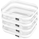 YQBRAO 4 Pack Clear Hard Shell Zipper Case, See-Through Hard Plastic Organizer Pouches with Zipper for Travel, Toiletries, Makeup, Toy, Electronics & Pencils - Crush-Resistant Storage