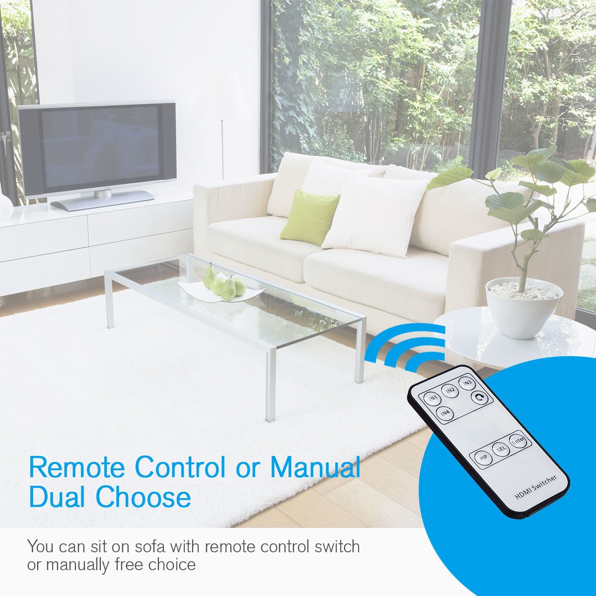 Aibocn HDMI Switch，Conmutador HDMI Switch 4 Entrada a 1 Salida Soporta 4K 3D y 1080P Adaptador para TV, BLU-Ray, Cable Box, PS3 PS4,Color Negro