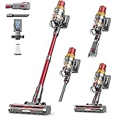 Cordless Vacuum Cleaner, 580W 48Kpa 65Mins Vacuum Cleaners for Home, Self-Standing Stick Vacuum with Auto Scrapping Dust Tech, Low Noise Rechargeable Cordless Vacuum for Hardfloor, Carpets, Pet Hair