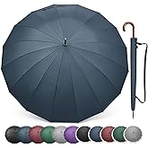 G4Free 54 Inch Large Windproof Umbrella for 2 Persons, 16 Ribs Auto Open Classic Wooden J Handle Cane Stick Golf Rain Umbrellas for Men Women Travel 120cm