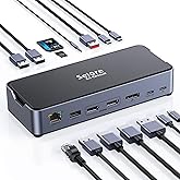 Selore USB C Docking Station for Laptop, 15-in-1 Upgraded Triple 4K Display Laptop Docking Station with HDMI, DisplayPort, Et