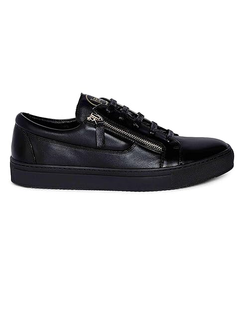 black leather sneaker shoes
