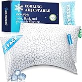 Side Sleeper Pillows for Adults 2 Pack, Cervical Pillow for Side Sleepers, Cooling Pillow with Ergonomic Design, Adjustable Crescent Shredded Memory Foam Pillows for Neck and Shoulder Pain Relief