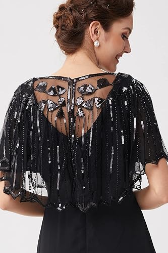 Flapper Shawl Black Sequin Shawl BABEYOND 1920s Shawl