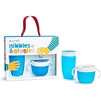 Munchkin Nibbles & Giggles Toddler Gift Set, Includes 10oz Miracle 360 Cup and Snack Catcher, Blue