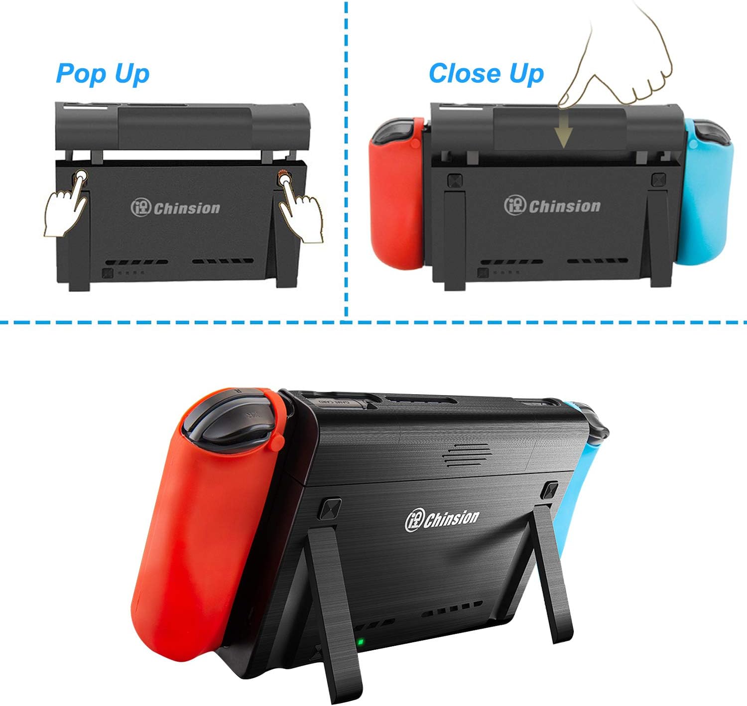 ID CHINSION 10000mAh Battery Charger Case for Nintendo Switch, Portable Pop-Up Backup Extended Travel Battery Pack for Switch Games and Accessories, Black: Toys & Games