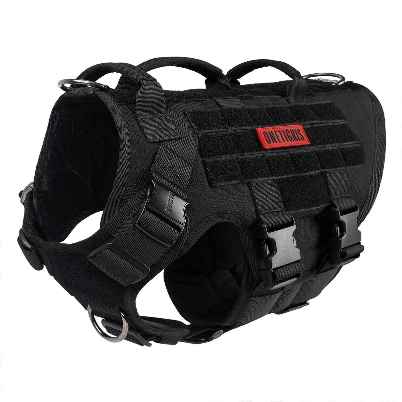 OneTigris Large Tactical Dog Harness, No Pulling Adjustable Dog Vest Harness, Heavy Duty Dog Harness with Handle, Large Hook and Loop Panels for Patch Black(Black, XL) — image 1