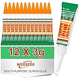 WOUSEDO 12 X 3g Super Glue Clear, Strong