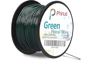PHINUS Floral Wire, 110 Yards 22 Gauge Green Florist Wires, Flexible Green Wire Paddle Wires for Crafts, Christmas Wreaths Tree, Garland and Floral Flower Arrangements