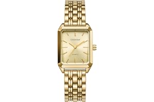CHEETAH Women's Gold-Tone Dainty Watch, Retro Style Rectangular Case and Stainless Steel Band, Gift for Her