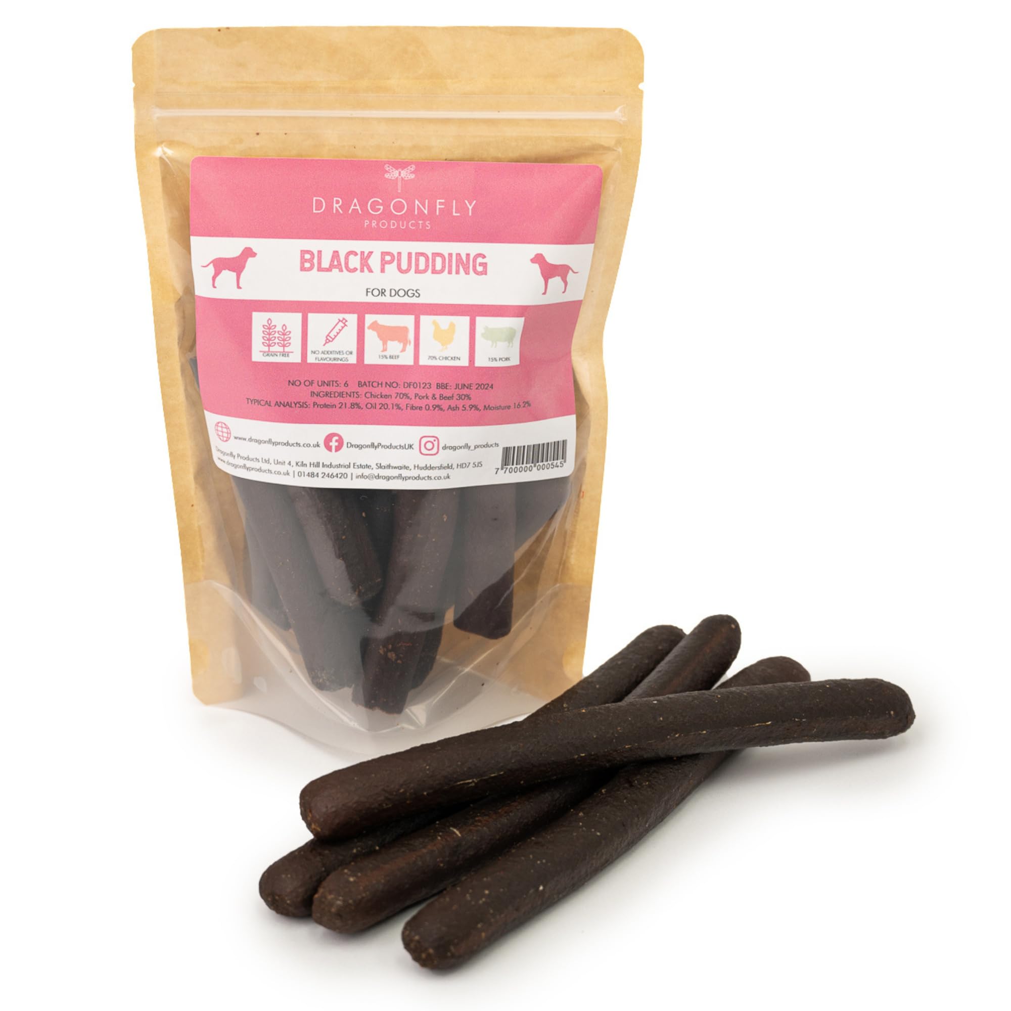 Dragonfly Products Black Pudding For Dogs Natural Grain-free UK Natural Healthy Treat (12)