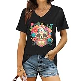 Dead of The Dead Shirts for Women Dia De Los Muertos Tshirt Sugar Skull Tee