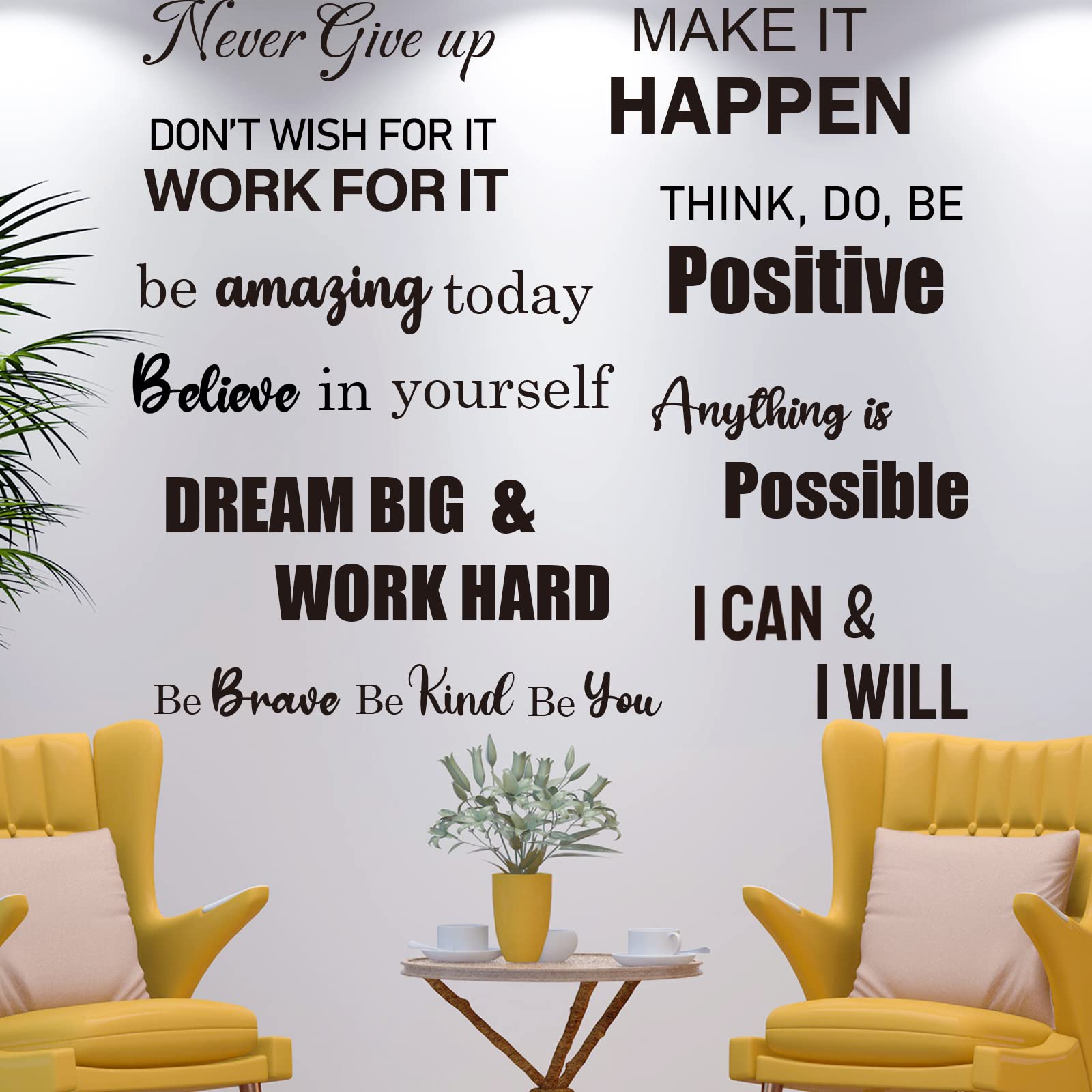 Photo 1 of 10 PCS Inspirational Wall Stickers Decals Quotes, Large Motivational Positive Saying Wall Art Decor for Bedroom, Living Room, Office