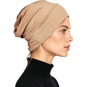 Soft Stretch Turban Cap for Women,Breathable Milk Silk Underscarf Bonnet with Anti-Slip Fit,Hair Volume Concealer