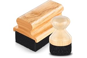 Qinyoung 2 Pcs Cutting Board Oil Wax Applicator Butcher Block Mineral Oil Brush Wooden Bamboo Cutting Board Cream with Handle for Wood Surfaces Restoring Butcher Blocks(Classic,Sponge)