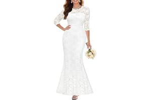 PINUP FASHION Plus Size Wedding Dress for Bride - Formal Evening Gown Party Lace Mermaid Dresses