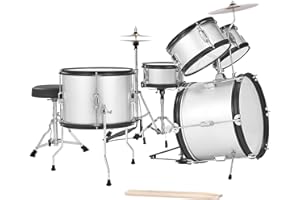 Uargd 5-Piece Drum Set, 16-Inch Drums with Adjustable Seat, Cymbal & Two Drumstick Pairs, Musical Instrument Kit for Beginner