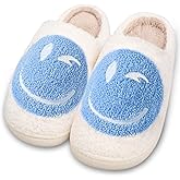 Smile Face Slippers for Women and Men, Retro Comfy Warm Soft Fuzzy Plush Slip-On House Shoes Funny Cute Happy Smile Home Winter Warmies Pillow Cloud Memory Foam Fluffy Slipper for Indoor & Outdoor