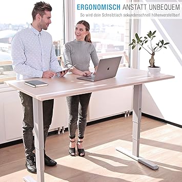 Deskfit Df500 Mesa De Escritorio Regulable En Altura Incluye Tablero De Mesa Fabricado En Alemania Altura Regulable Electricamente Sin Niveles Con 2 Motores 3 Columnas Amazon Es Juguetes Y Juegos