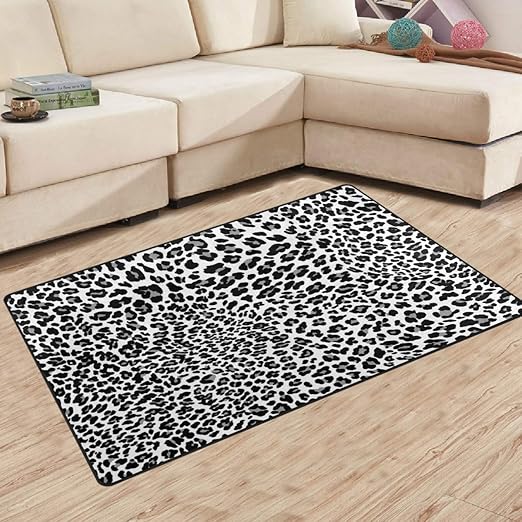 Amazon Com Wihve Black White Panther Leopard Skin Area Rug