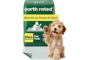 Earth Rated Max Absorbency Puppy Pee Pads for Dogs Absorbs 2X Faster & 2X More, Leak-Proof, Odor Control Potty Training, Unscented, Large, 22” x 23”, 40 Count