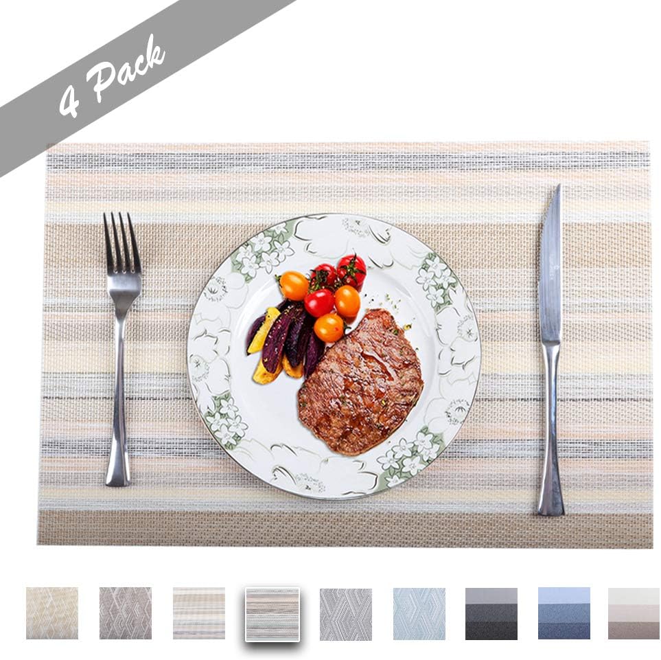 PREMIUM CARE Set of 4 Placemats for Table HeatResistant SkidProof