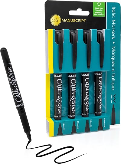 Callicreative Italic Marker Pen Set 4 Chisel Tips Black
