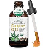 MMPANG Organic Jamaican Black Castor Oil in Glass Bottle Cold Pressed Hexane Free, 100% Pure Natural Hair Strengthening Oil, Black Castor Oi for Hair Growth Eyelashes Eyebrows (2oz/60ml)