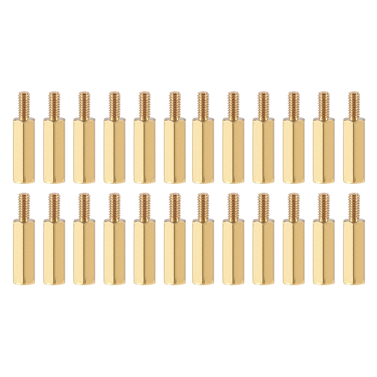 YOKIVE 20 Pcs M2.5 Standoff Screws, Brass Hex PCB Standoffs, Keep Height Consistent, Great for Motherboard (Gold Tone, 14mm+6mm)