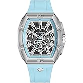 PC PARAS CROWN Mens Watches Luxury Tonneau Watch for Men Quartz Japanese Movement Waterproof Luminous Sport Red Dress Watch, Gifts for Men