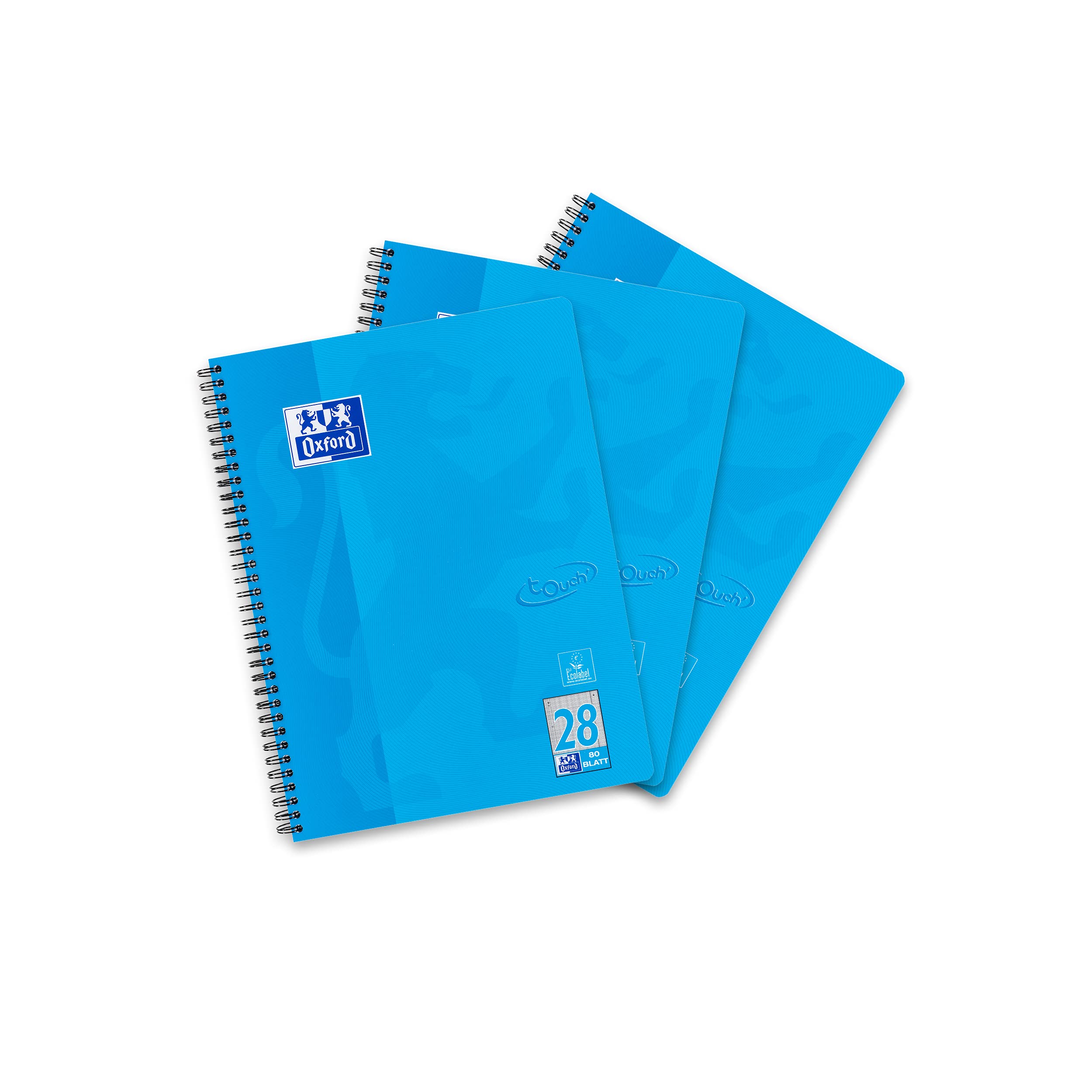 Oxford Touch College Notepad A4 Squared with Double Margin 80 Sheets Blue Pack of 3