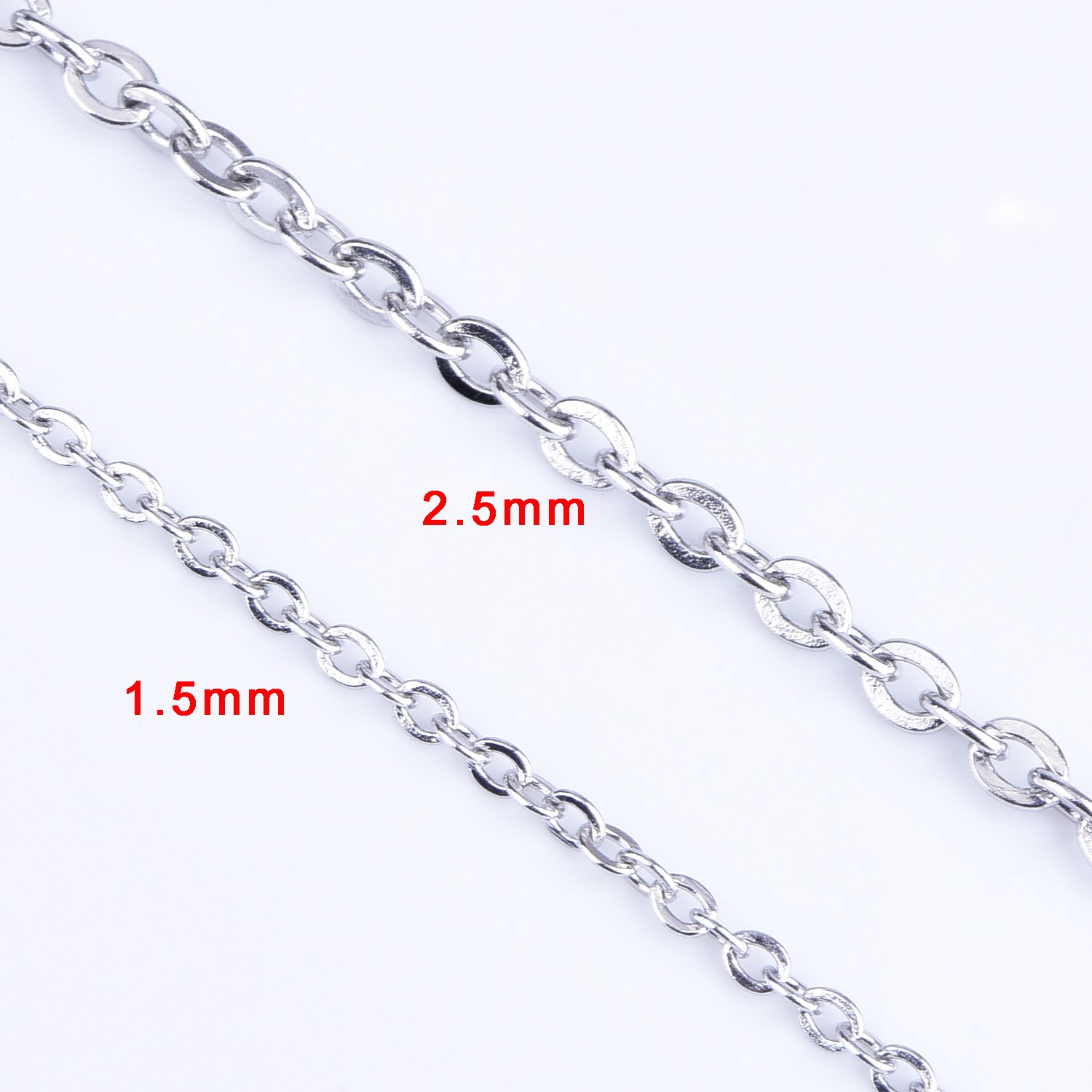 Outus 33 Feet Necklace Chains Stainless Steel DIY Link Chain Necklaces with 20 Lobster Clasps and 30 Jump Rings for Jewelry Making (1.5 mm Wide)