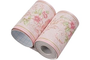 LA LA PET Creation Core 4.2x196.8 Waterproof Wallpaper Border 3D Pattern Wall Decor Removable Self Adhesive Kitchen Bathroom Tiles Sticker, Vine Pink