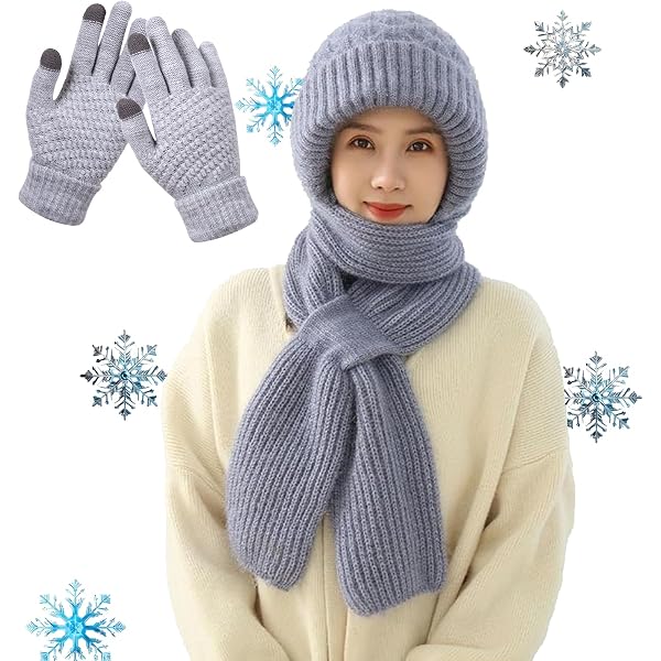 Amazon.com: RainFlowwer Beige Hooded Scarf for Women Winter  display picture 2